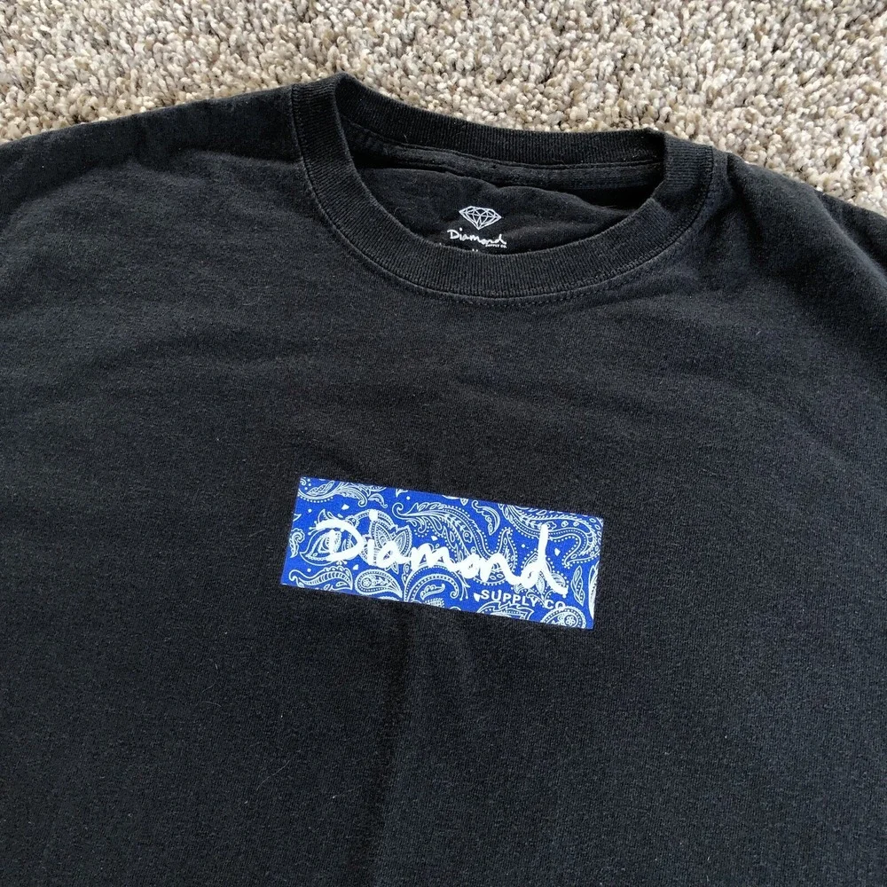 Diamond Supply Co. Tee Shirt Mens Size Medium Paisley Bandana Box Logo Skate Y2K